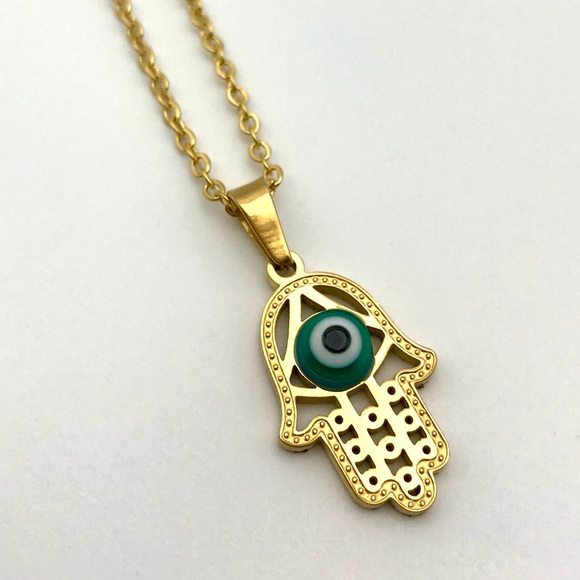 Evil Eye Necklace 🧿 Gold Plated Stainless Steel - Picture 2 of 8
